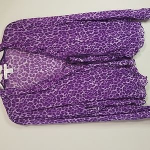 Purple Leopard Print Sheer Cover Up